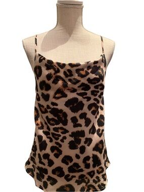 GLAM NWT! LEOPARD SPAGHETTI STRAP SATIN CAMISOLE. EXCELLENT CONDITION!